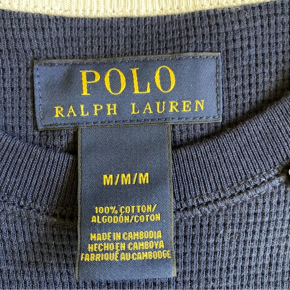 POLO Ralph Lauren Waffle Short Sleeve Navy White Size M - Picture 3 of 5